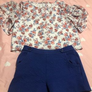 Janie and Jack girl! Ruffle sleeve bloom top and quilted short